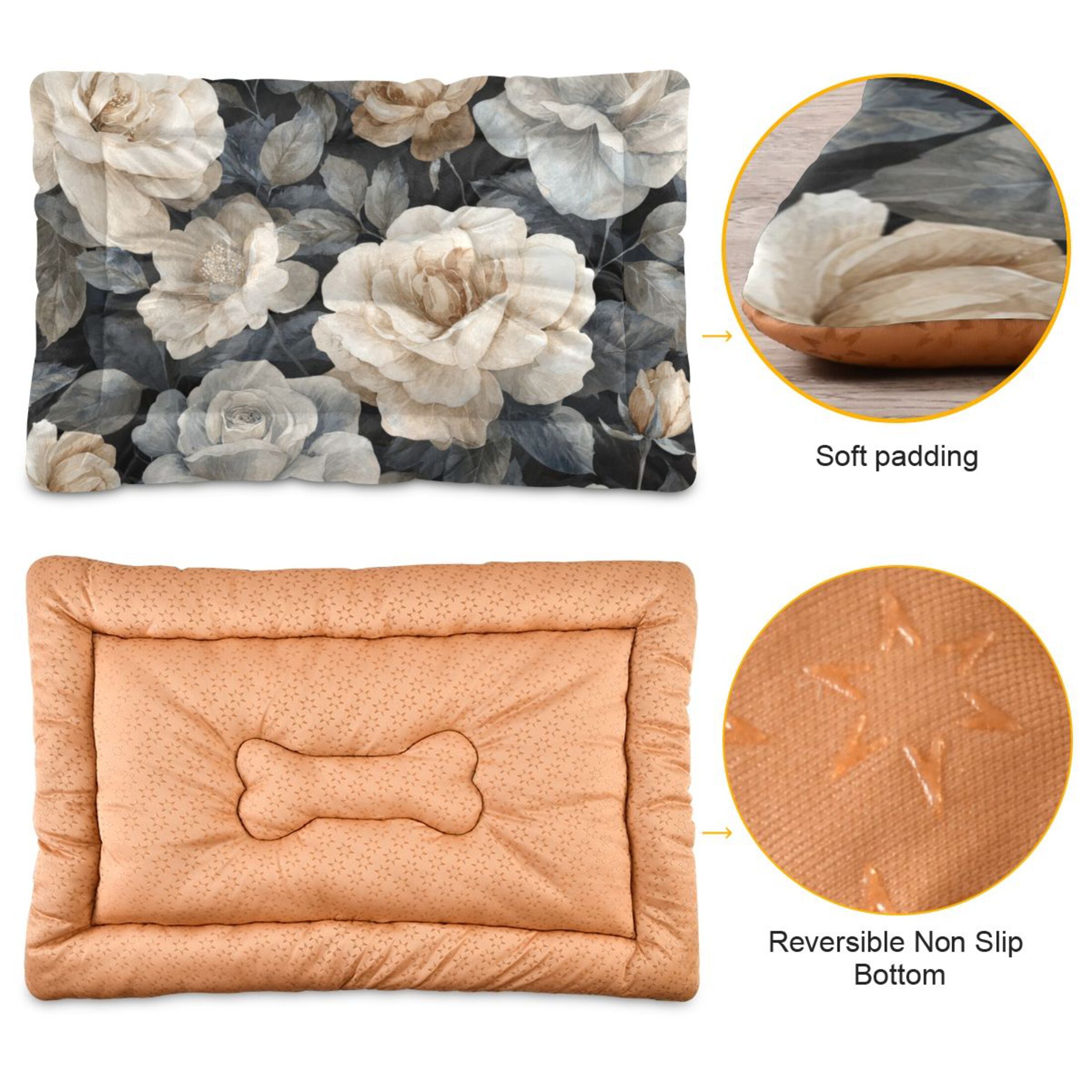 Cozy Mat Pet Bed Indoor Outdoor Warm Soft For Cat Dog Puppy(S/M) Wash Style Roses