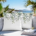 thumbnail image 3 of Throw Pillow Covers 16x16 Inch Set of 2, Green Eucalyptus Leaves Waterproof Outdoor Pillow Covers, Summer Watercolor Botanical Decorative Cushion Pillowcases for Couch, Sofa, Bed, Garden, Patio, 3 of 9