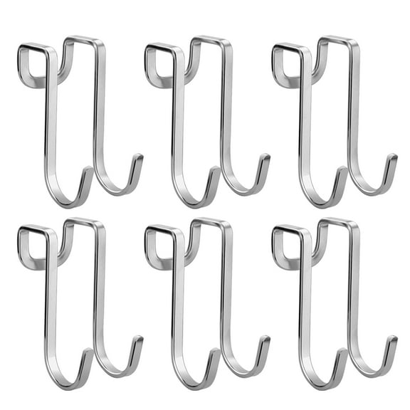 KALLORY 6Pcs Hooks for Closet Organizer Hangers Silver for Home Accessories