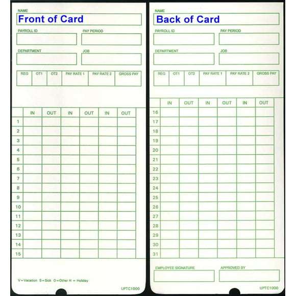 Time Clocks Punch Cards