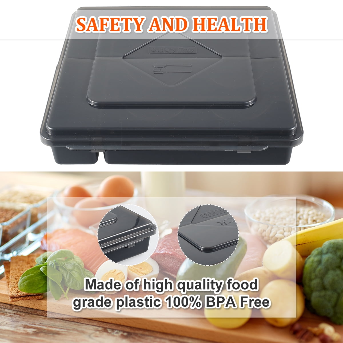 Everso Plastic Cutlery Tray Sealed Dustproof Cutlery Organiser Trays