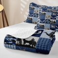 thumbnail image 4 of Homewish Rustic Farmhouse Mallard Quilt King,Blue Camouflage Classic Plaid Jungle Wildlife Deer King Coverlet Set,3-Piece, 4 of 7