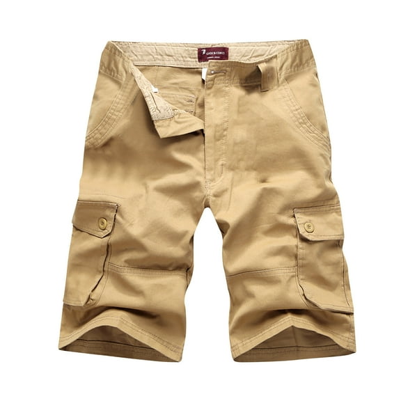 Men's Casual Cargo Shorts Summer Outdoor Fishing Hiking Workout Gym Shorts Multi Pockets Combat Athletic Shorts with Zipper