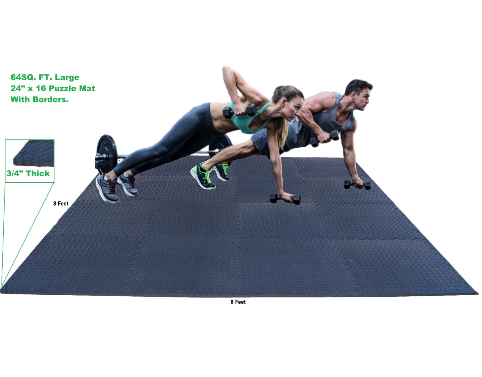 ProGymnastics 3/4" Thick 8 FT x 8 FT Flooring Puzzle Exercise Mat High