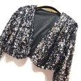 thumbnail image 3 of Uootdi Cropped Shiny Sequin Jackets for Women Shrug Open Front Long Sleeve Glitter Blazer Cover Up for Beach and Evening Wear with Belt, 3 of 8