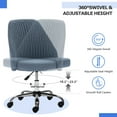 thumbnail image 4 of Home Office Chair, Mid Back Armless Fabric Upholstered Desk Chair with Wheels Adjustable Swivel Vanity Chair for Bedroom,Living Room, Blue, 4 of 8