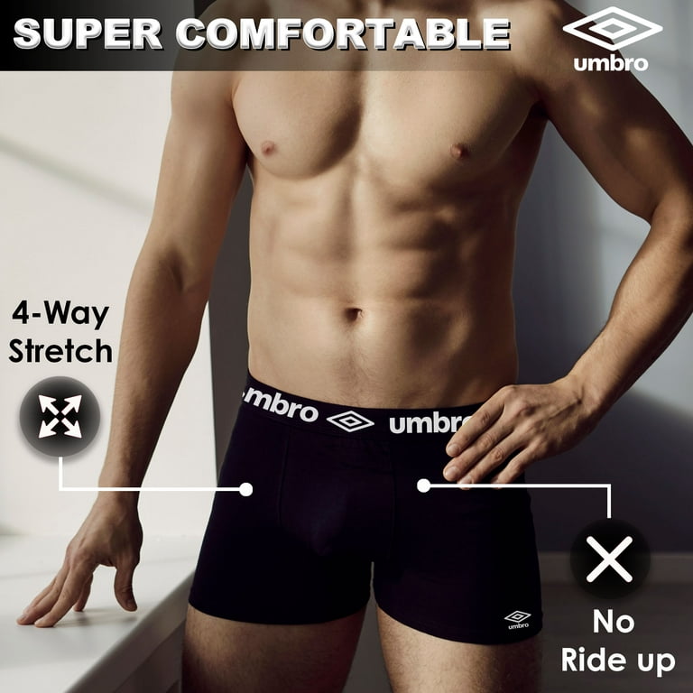 Umbro Mens Boxer Briefs Active Performance Breathable Underwear for Men,  Black XL 6-Pack