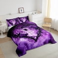 thumbnail image 3 of Feelyou Purple Thorny Rose Full Size Comforter Sets for Couple, Gothic Spider Web Bedding Comforter Set, Romantic Love Heart Reversible Bedding Sets, Luxury Bedroom Decor, 3 Pieces, 3 of 8
