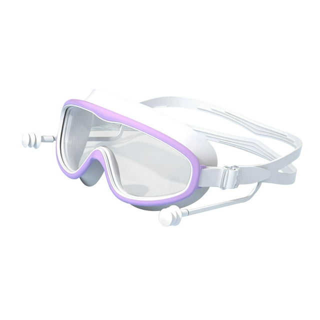 koolsoo Kids Goggles Adjustable Anti Shattered Lens Big Frame Silicone with Earplugs white