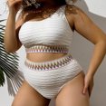 thumbnail image 4 of Feimerou Women's Plus Size Bikini Sets Swimsuits One Shoulder High Waisted Bikinis Tie High Cut Two Piece Bathing Suits Swimwear, 4 of 7