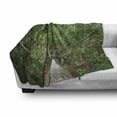 thumbnail image 3 of Wooden Bridge Soft Flannel Fleece Blanket, Thailand Khao Yai National Park Bridge to the Green Tones Jungle Nature Hike, Cozy Plush for Indoor and Outdoor Use, 70" x 90", Multicolor, by Ambesonne, 3 of 6
