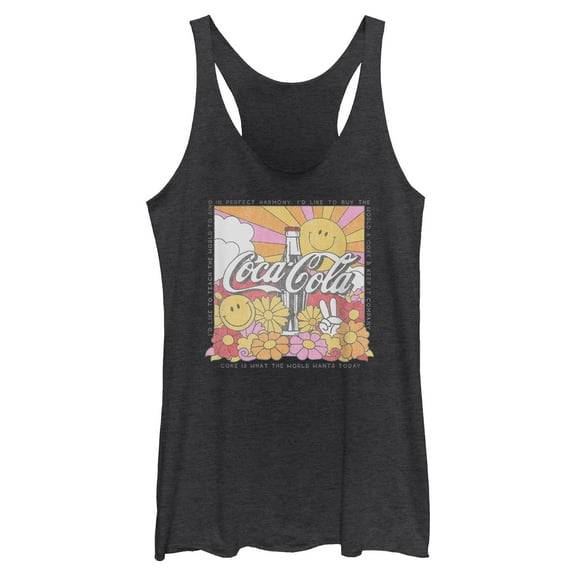 Womens Coca Cola Unity Square Lyrics Logo Racerback Tank