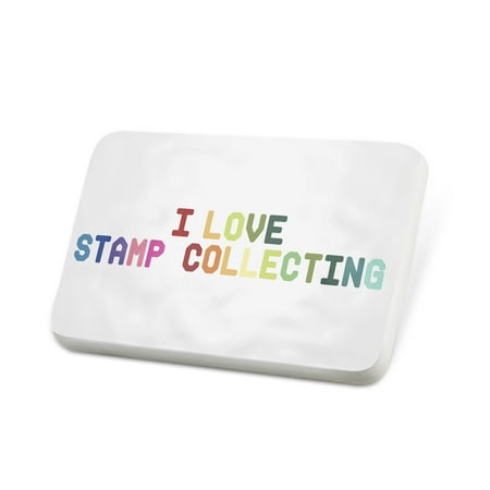 Porcelein Pin I Love Stamp collecting,Colorful Lapel Badge – NEONBLOND