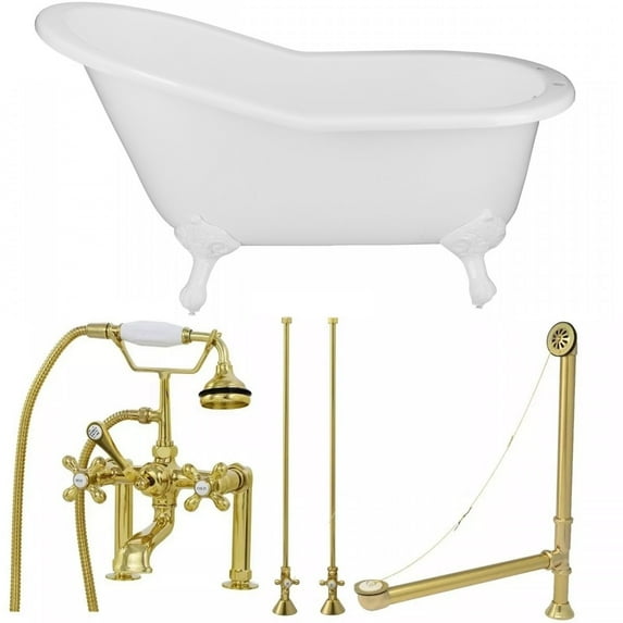 Vintage Tub & Bath Adela 62 Inch Cast Iron Slipper Clawfoot Tub Package