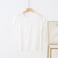 thumbnail image 5 of Oalirro Crew Neck Basic Solid Color T-Shirt for Women Casual Short Sleeve Summer Everyday Wear Loose Fit Basic Tees, 5 of 6
