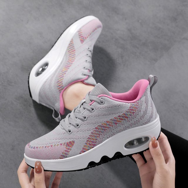 LSLJS Chaussures Rehaussantes pour Femmes à Talon Compensé à Semelle Épaisse, Espadrilles à Plateforme Berçante, Mode Décontractée, Chaussures Simples, Espadrilles pour Femmes