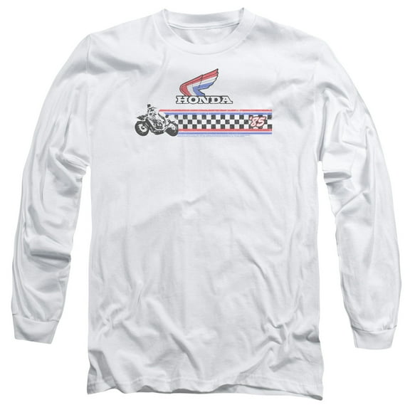 Honda 1985 Red White Blue Long Sleeve Adult 18/1 T-Shirt White