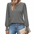 thumbnail image 4 of Felirenzacia Women’s Crew Neck Long Sleeve Dress Shirts Loose Fit Casual Tops, Tunic Pullover Fashion Fall Workwear,Gray,S, 4 of 6