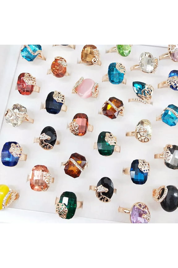 Wholesale Jewelry Mixed Lots 30pcs Cubic Zirconia Rings For Women Silver P Ring