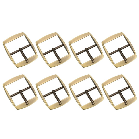 8Pack 1.26" Single Prong Belt Buckle Square Center Bar Buckles, Bronze