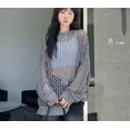 thumbnail image 1 of Suéteres de cuello redondo para mujer, sólidos, ahuecados, nueva moda, versátiles, estilo informal, ropa de calle coreana, estética, holgada, cómoda, ropa Y2K, 1 of 5