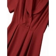 thumbnail image 7 of Plus Size Womens Burgundy A-Line Dress With Shawl Collar And Short Sleeves For Formal Or Office Wear, 7 of 7