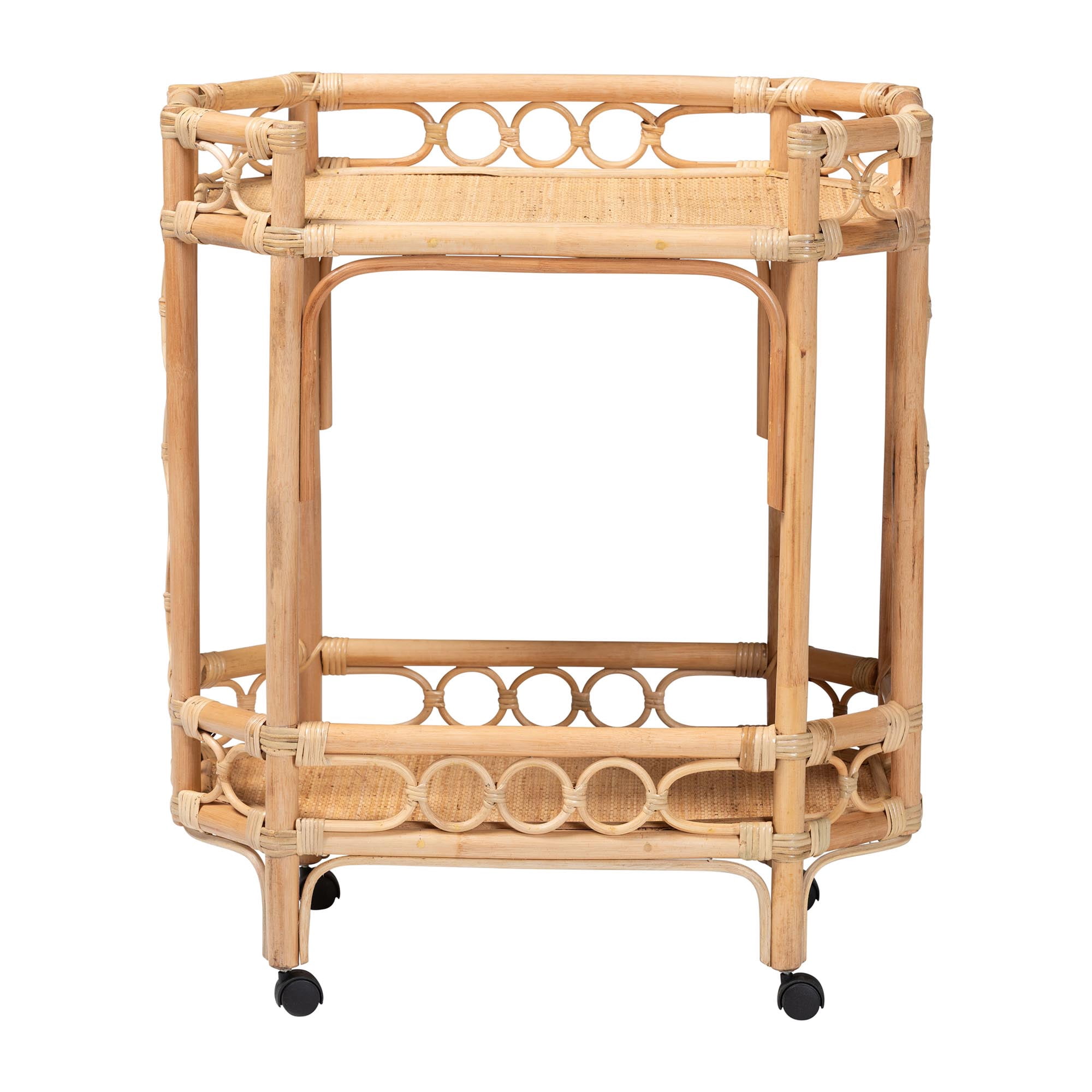 bali & pari Rene Boho Kitchen Cart, 2-Tier, Natural Rattan
