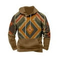 thumbnail image 2 of DDAPJ pyju Mens Vintage Cowboy Hoodie Western Aztec Printed Hooded Sweatshirt Oversized Drawstring Pullover Hoodie Ethnic Style Sweatshirts with Kangaroo Pocket Clearance Sales Khaki L, 2 of 3