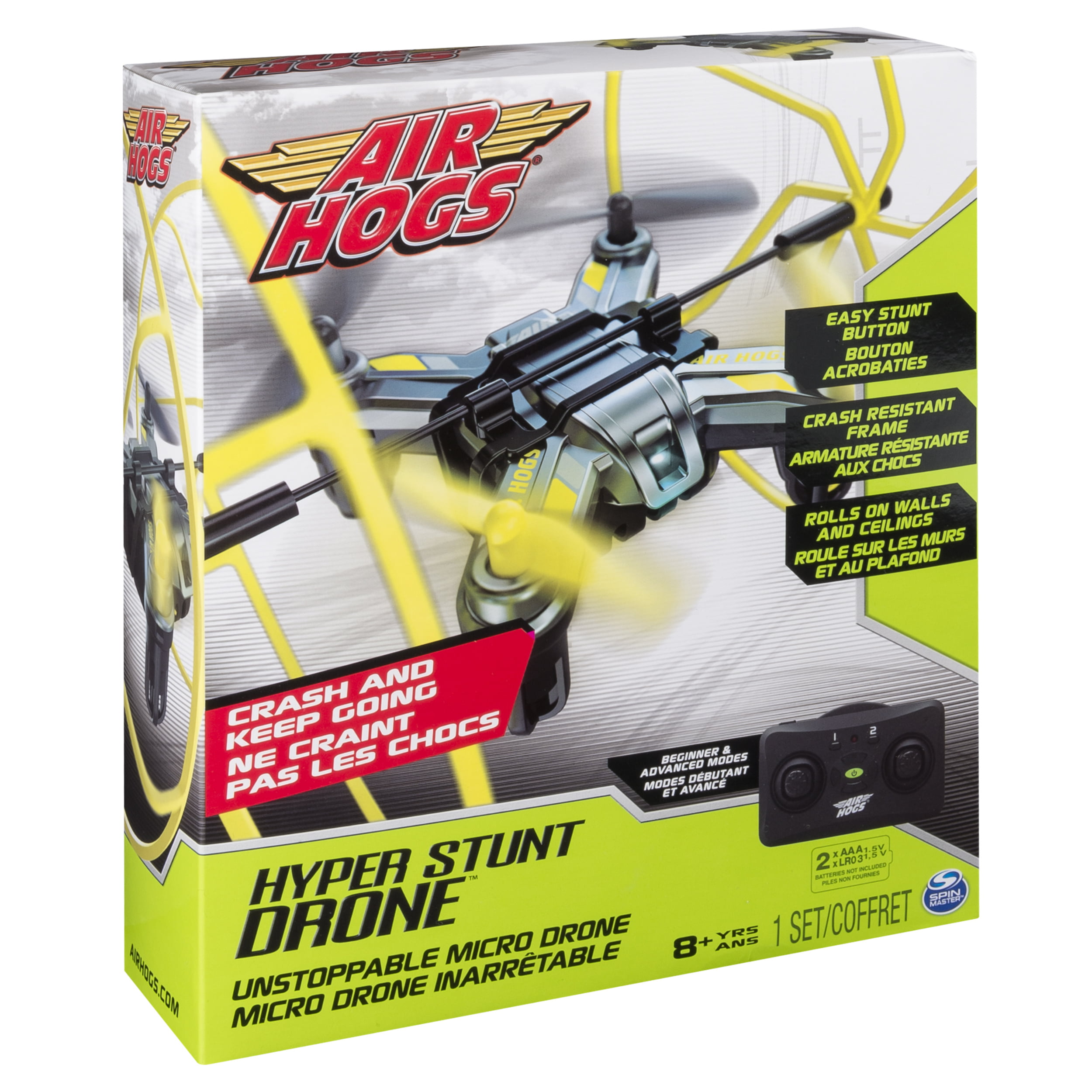 Air Hogs Hyper Stunt Unstoppable Micro RC Drone Toy Remote Controlled Vehicles, 