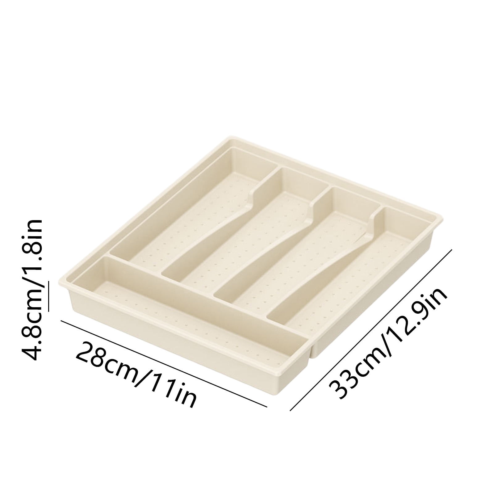 Weloille Silverware Drawer Organizer, Expandable Utensil Tray for Kitchen, Flatware and Cutlery Holder, Adjustable Plastic Storage for Spoons Forks Knives, Large, Beige
