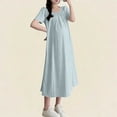 thumbnail image 2 of Sentmoon Maternity Maxi Dress Crew Neck Solid Color Plus Size Dresses Short Sleeve Loose Fit Holiday Beach Essentials for Family Maxi Dresses for Work and Office Mint Green XXL, 2 of 7