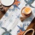 thumbnail image 3 of Sea Turtle Coastal Table Runner 70 Inches, Summer Coral Starfish Nautical Grey Bed Runner Dresser Scarves Tabletop for Indoor Outdoor Parties/Ceremony/Banquet, 13" x 70", 3 of 9
