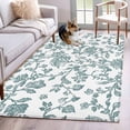 thumbnail image 3 of 2.7x5 Area Rugs, Teal Blue Green Non-Skid Rubber Backing Large Rectangle Rugs - Living Room Bedroom Home Office, Vintage Farmhouse Boho Flower Leaf Indoor Floor Mat Carpets Washable Rug, 3 of 9