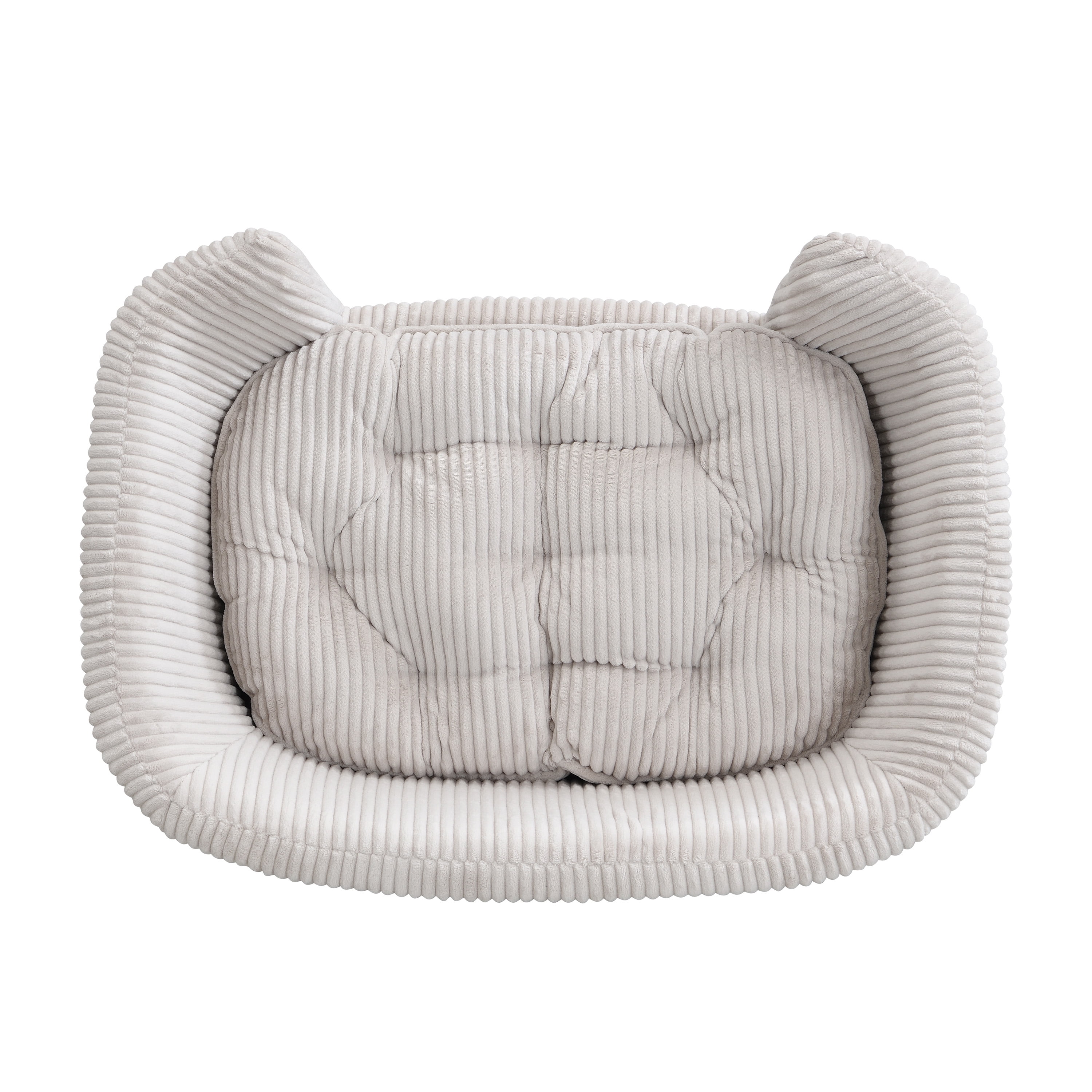 Elevated Dog Bed with Corduroy Fabric and Rubber Wood Legs, Orthopedic Pet Couch and Small Dog Sofa for Dogs up to 25 lbs, Beige