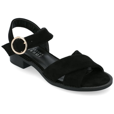 

Journee Collection Womens Cressida Crisscross Strap Stacked Heel Sandals