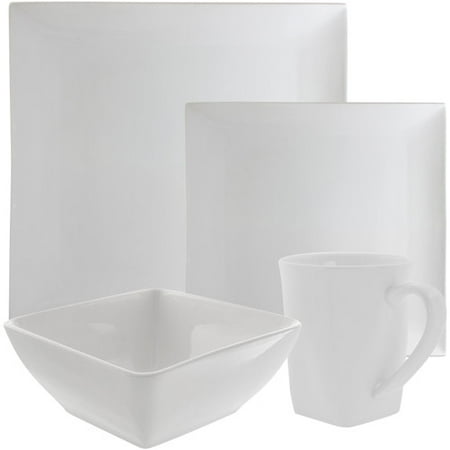 - 10 Strawberry Street Whittier Coupe Square 16-Piece Dinnerware Set, White