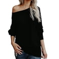 thumbnail image 4 of Womens Off The Shoulder Sweater Oversized Knit Long Sleeve Sweaters Tunic Tops, 4 of 7