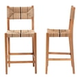 thumbnail image 3 of bali & pari Prita Paper Loom and Natural Mahogany Wood 2-Piece Bar Stool Set, 3 of 6