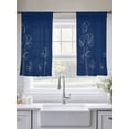 thumbnail image 5 of Navy Blue Flowers Sheer Curtains 54 Inch Length 2 Panels Set, Rustic Abstract Floral Simple Art Voile Window Treatment Rod Pocket Short Kitchen Curtains Drapes for Bedroom 52"x54"x2, 5 of 7