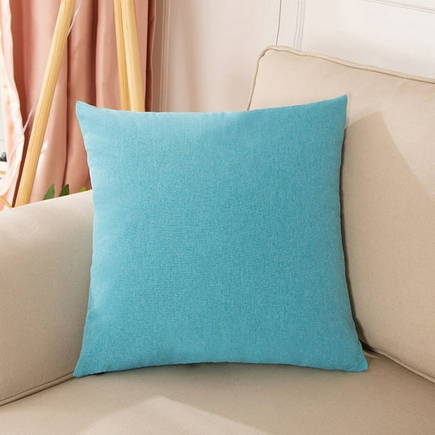 Nvzi 2 fundas de almohada de lino liso, clásicas y atemporales, de color puro y sencillas, que combinan con cualquier cama, 45 x 45 cm (azul claro)
