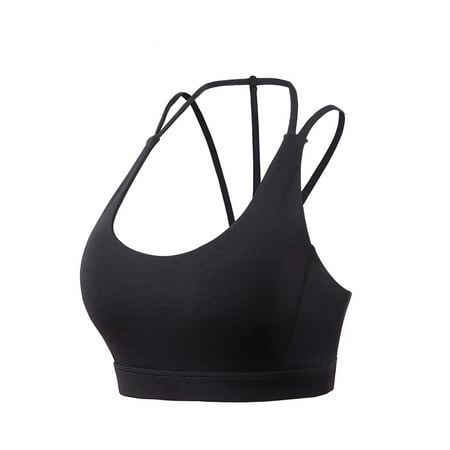 

DNDKILG Criss Cross Strappy Bras for Women Comfort Seamless Workout Yoga Bra Black XL