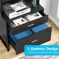 thumbnail image 2 of Tribesigns 2 Drawer Locking File Cabinet with Bookshelf Black Durable Storage, 2 of 7
