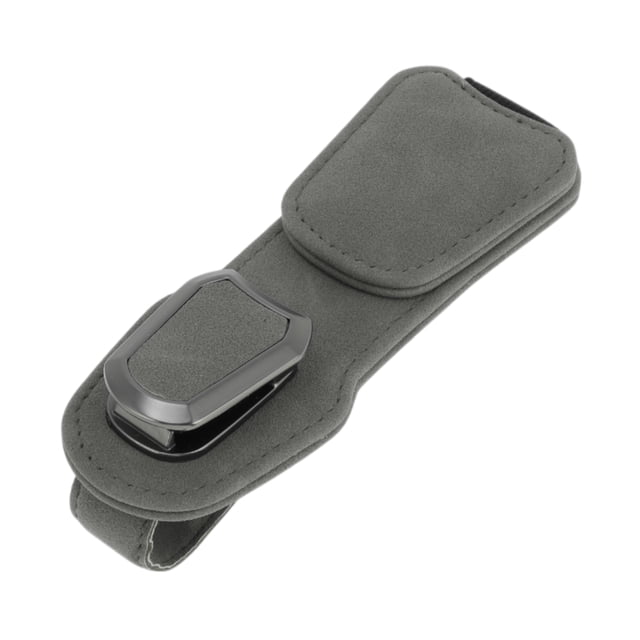 Clip de gafas de sol para coche Unique Bargains con imán, soporte universal para visera de sol, clip para gafas, ante/metal gris 13.5x5cm 1 pc