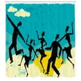 thumbnail image 3 of Retro Shower Curtain, Grunge Silhouettes with Old Fashioned Clothes Dancing Party Weathered Background, Fabric Bathroom Set with Hooks, 69W X 84L Inches Extra Long, Multicolor, by Ambesonne, 3 of 3