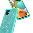 thumbnail image 3 of Value Pack + for Samsung Galaxy A51 5G (NOT FIT SAMSUNG A51) with Tempered Glass Glitter Hard Case Hybrid Cell Phone Case Glitter Shock proof Edge Slim Bumper Scratch Cover (Teal), 3 of 4