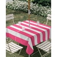 thumbnail image 2 of Outdoor Tablecloth with Umbrella Hole, Pink Striped Spillproof Waterproof Outdoor Table Cover, Modern Simple Monochrome Geometric White Patio Tablecloths for Party/Garden/Picnic, Square 54"x54", 2 of 9