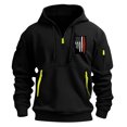 thumbnail image 3 of ZRGHAOYLQ American Flag Sweatshirt for Men Athletic Quarter Zip Hoodies Breathable Long Sleeve Hooded Pullover Trendy Patriotic Workout Sweatshirts with Zipper Pocket Black XXL, 3 of 5