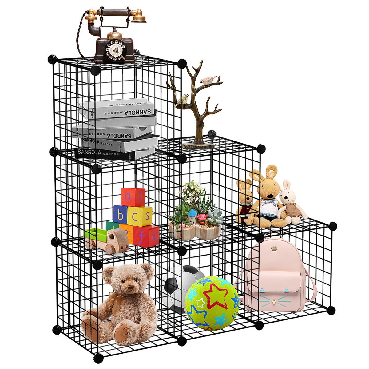 AUGIENB Metal Wire Cube Storage, 6/12Cube Shelves Organizer, Stackable
