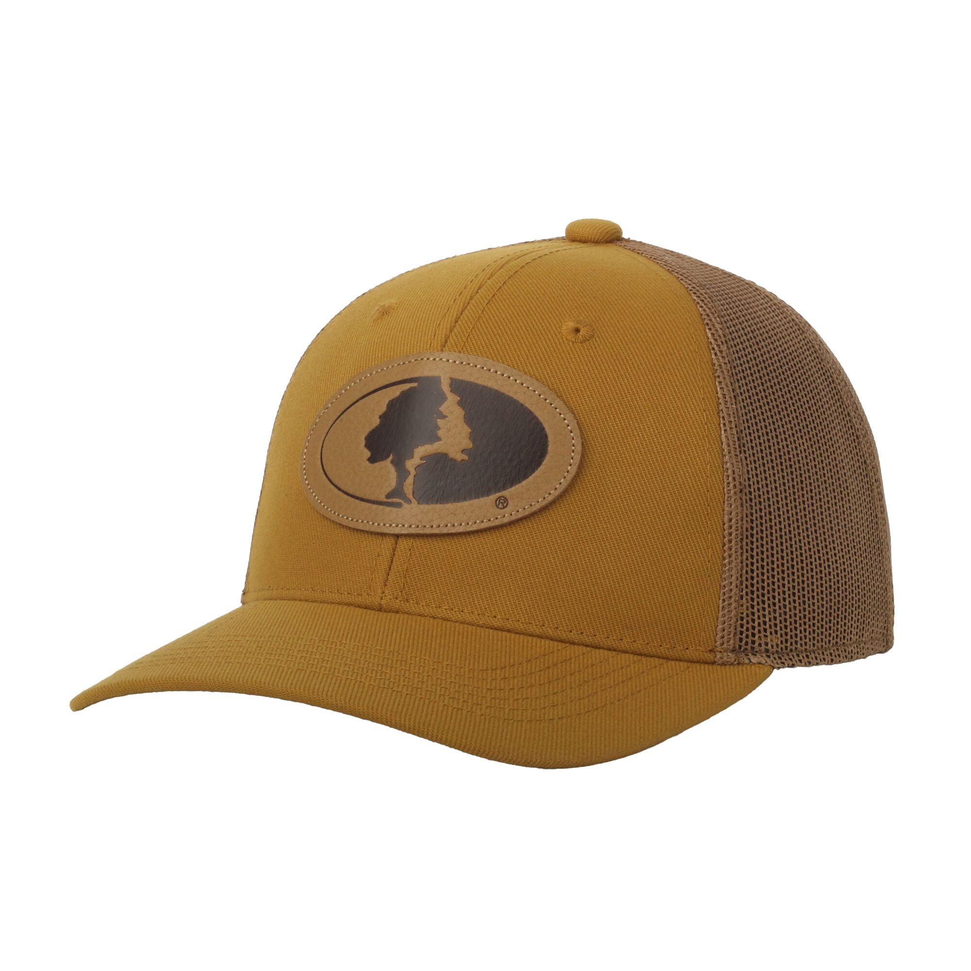Mossy Oak® Gold 6-Panel Cap – Structured with Leather Patch, Snapback, One Size