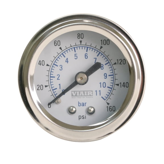 VIAIR 90084 1.5'' Single Needle Gauge White Face No Light 160 PSI
